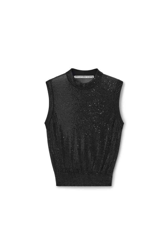 Mockneck Tank In Clear Bead Hotfix Product Image