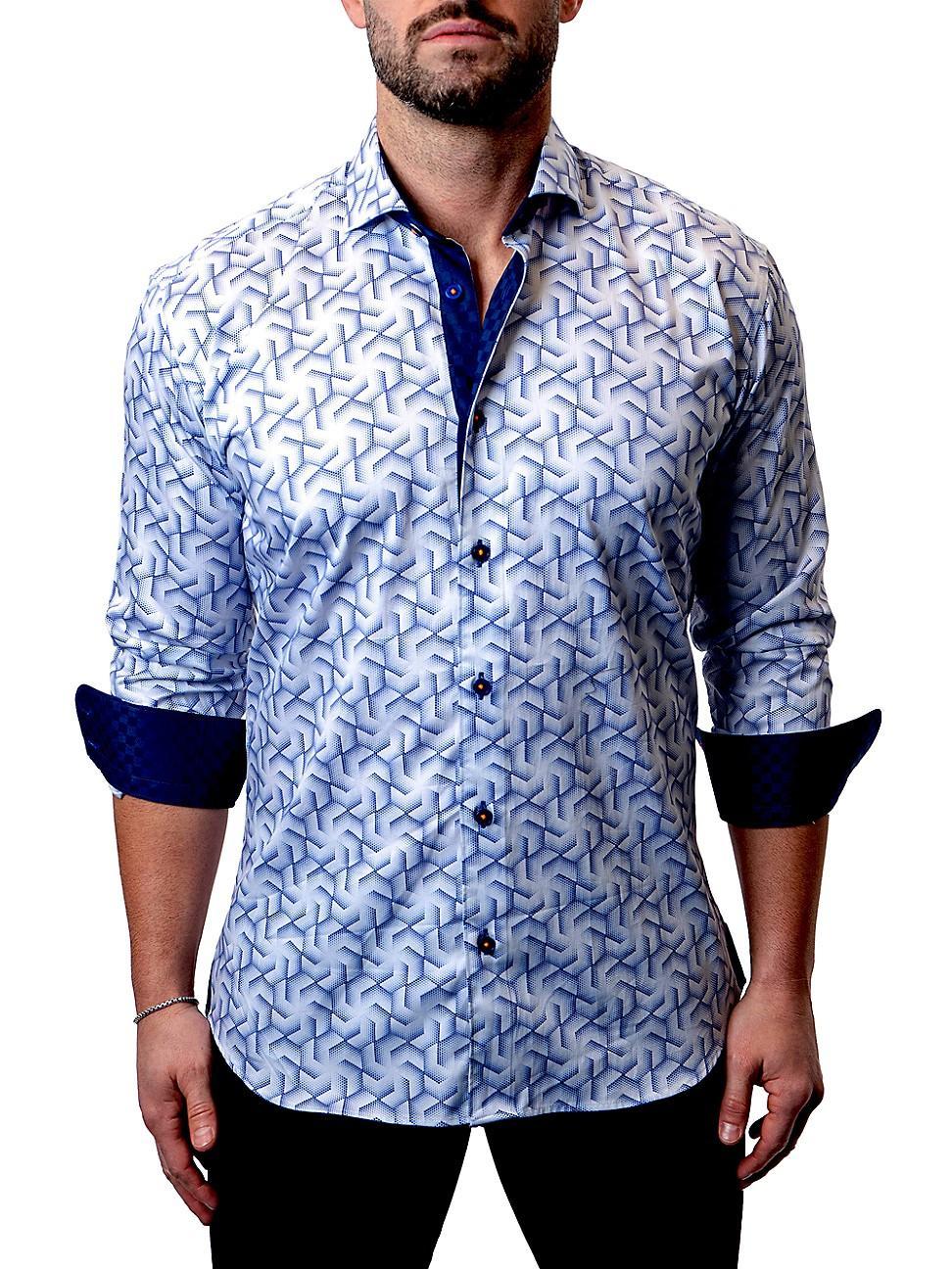 Maceoo Einstein Pinwheel White Contemporary Fit Button-Up Shirt Product Image