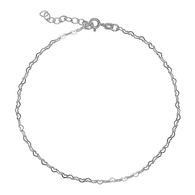 PRIMROSE Sterling Silver Open Heart Link Choker Chain Necklace, Womens Product Image