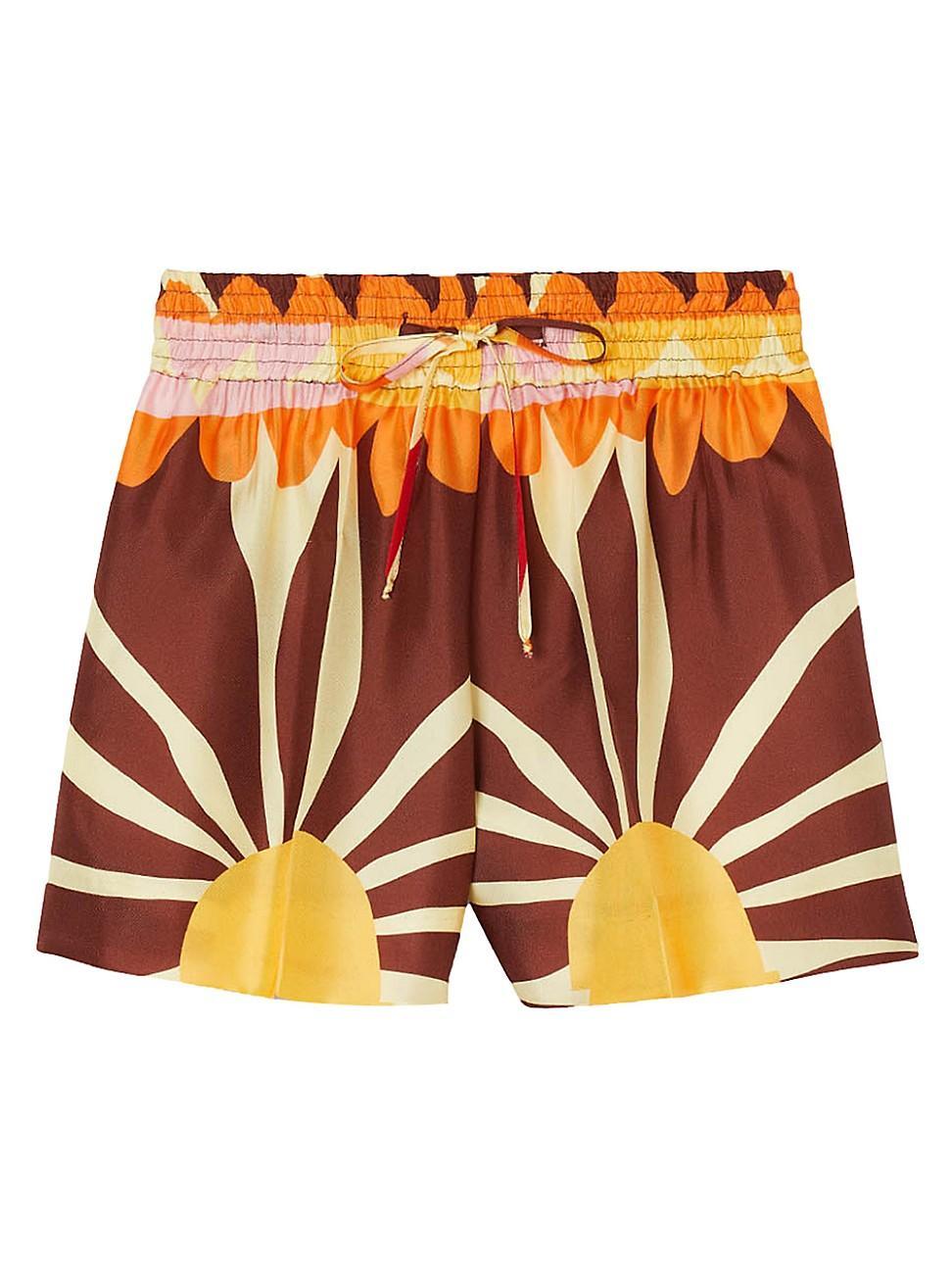 Womens Patterned Satin-Effect Shorts Product Image