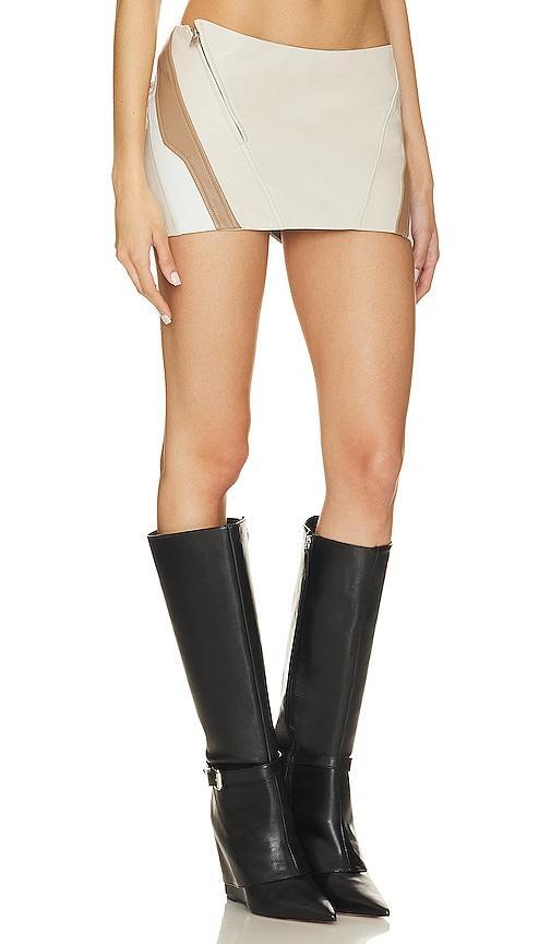 LAMARQUE Krissy Mini Skirt in Cream. Product Image