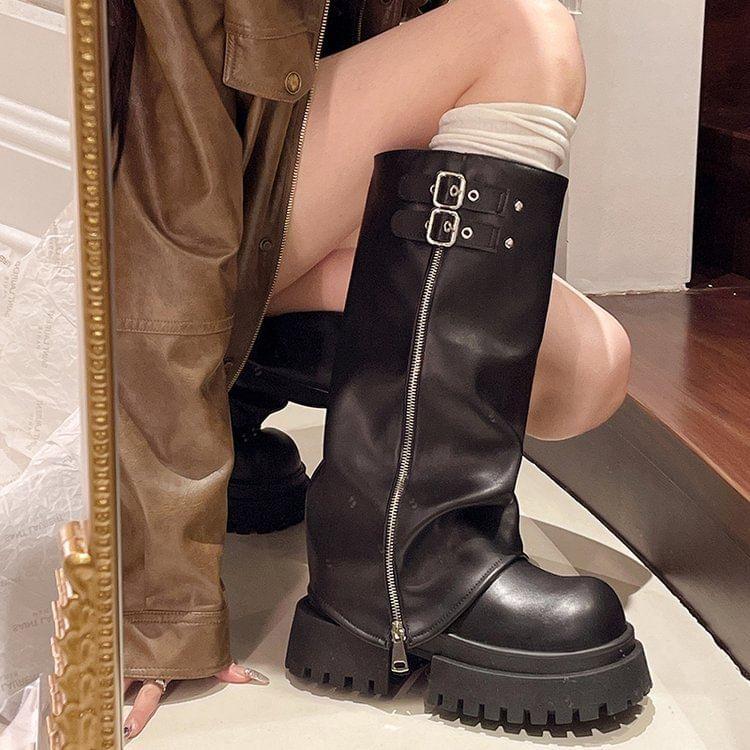 Faux Leather Platform Tall Boots product image