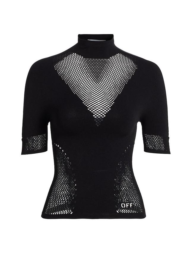 Womens Seaml Mesh Mock Turtleneck T-Shirt Product Image