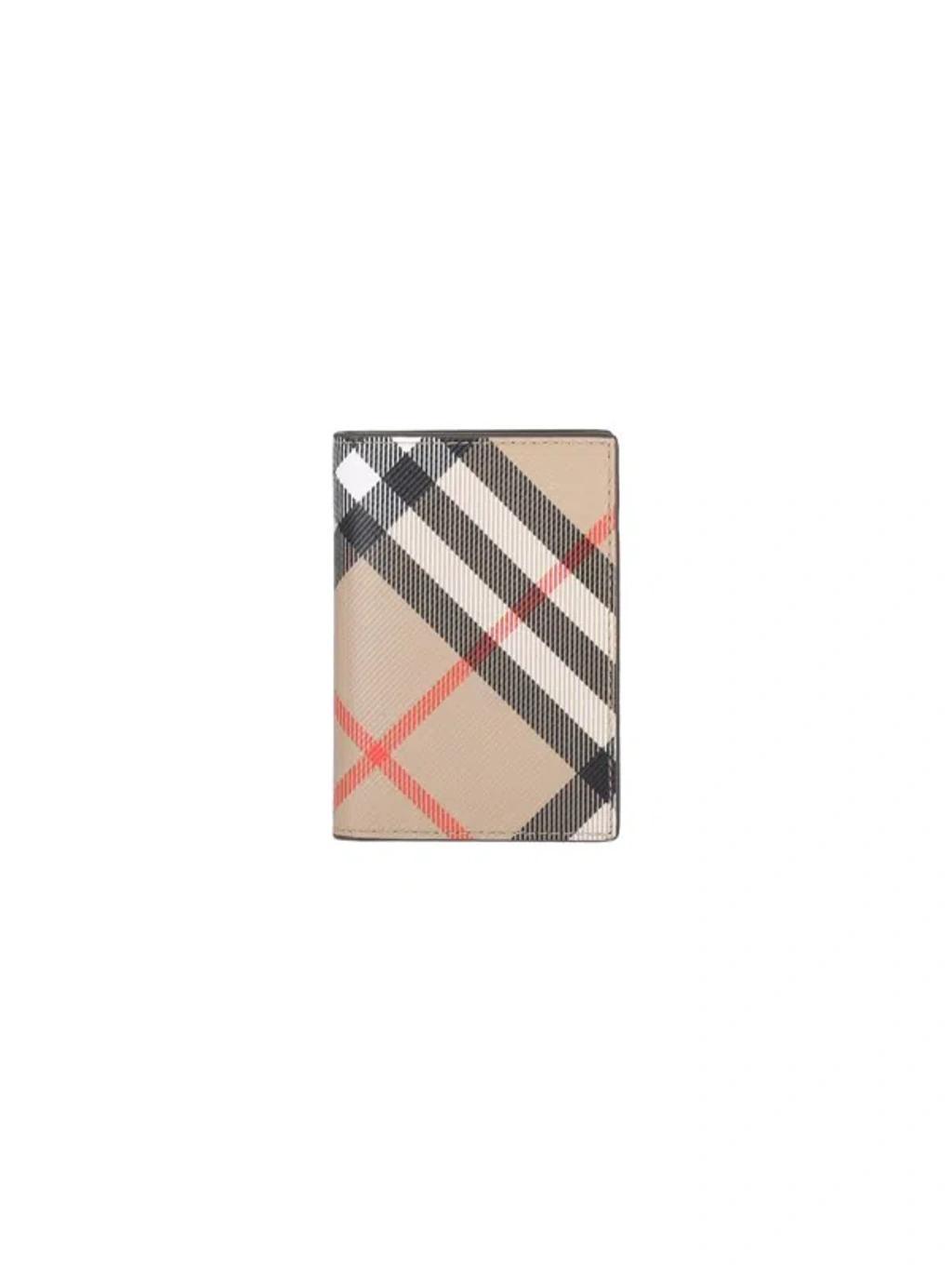 BURBERRY "check" Fold Card Holder In Beige Product Image