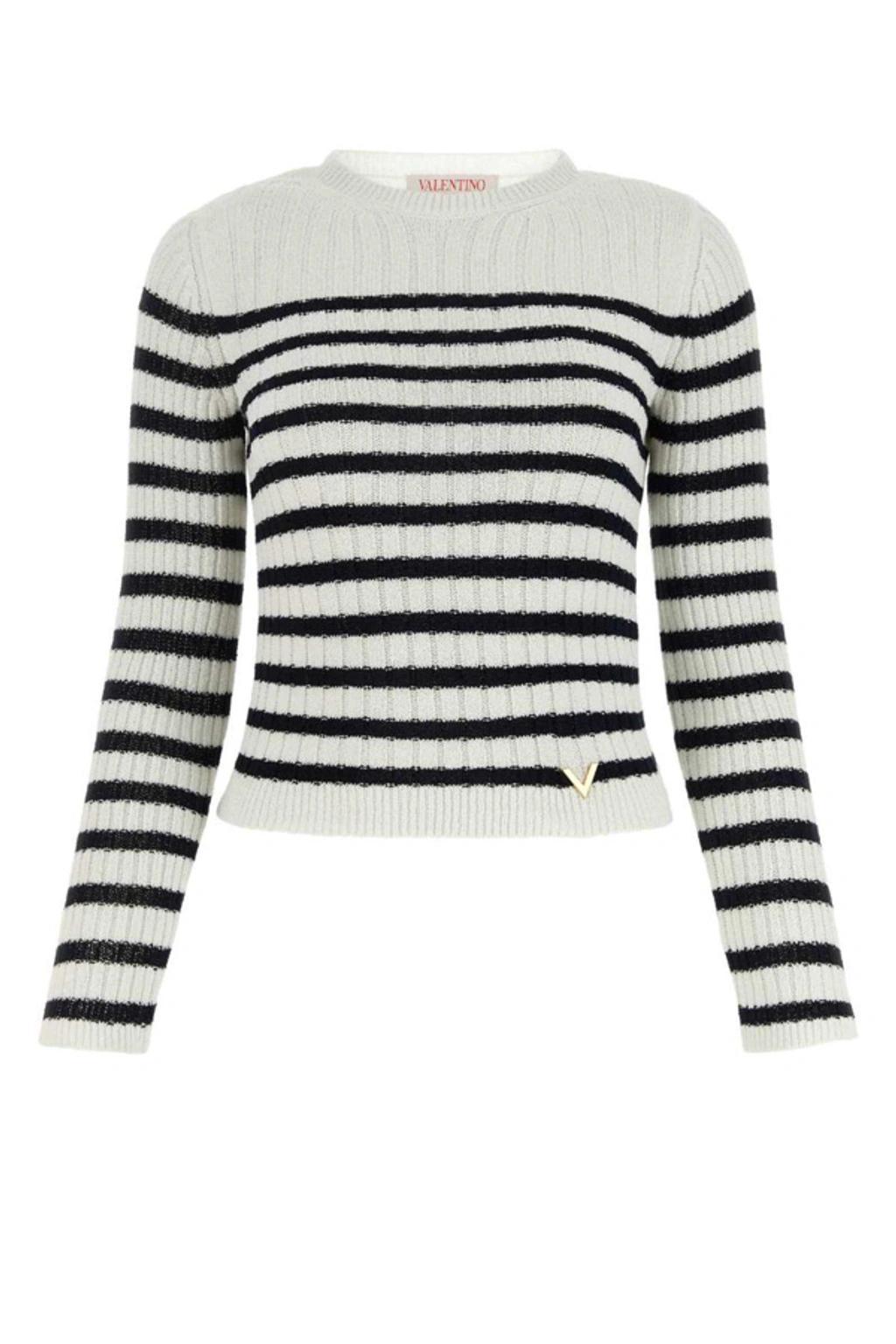 VALENTINO Maglia Striped Sweater In Black Product Image