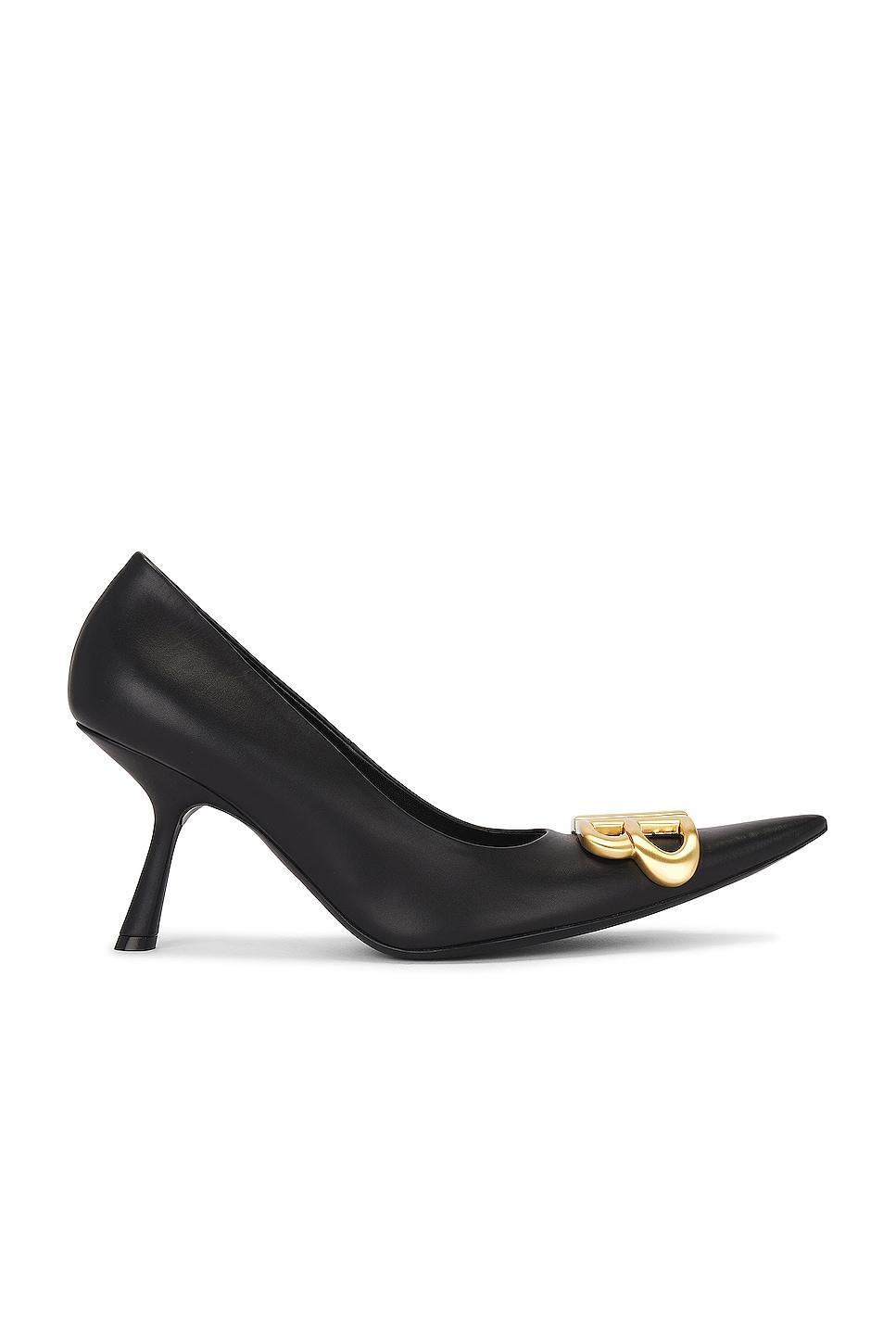 Balenciaga - Flex BB Curved Leather Pumps - BlackModa Operandi Product Image