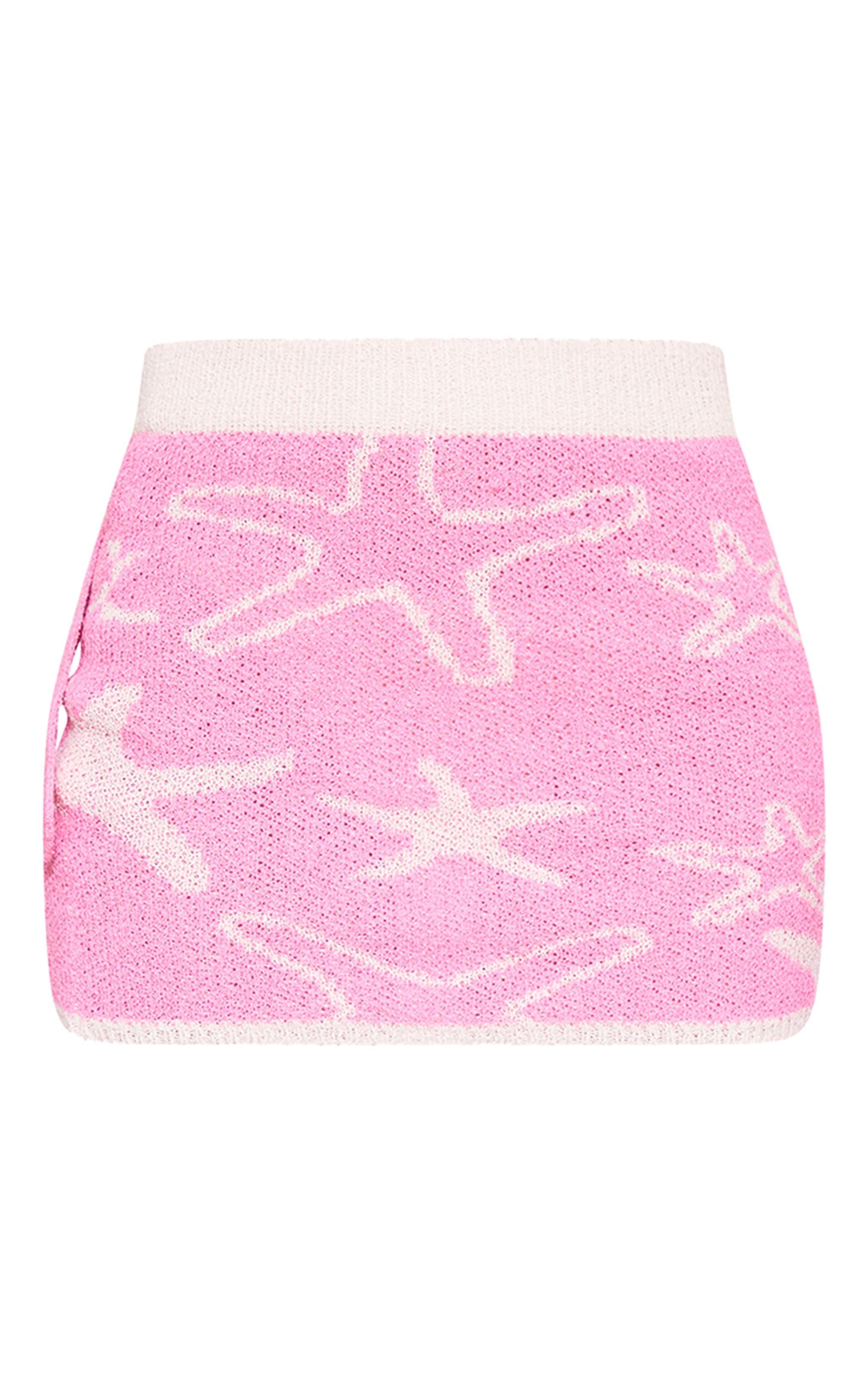 Pink Towel Knit Star Detail Micro Mini Skirt Product Image