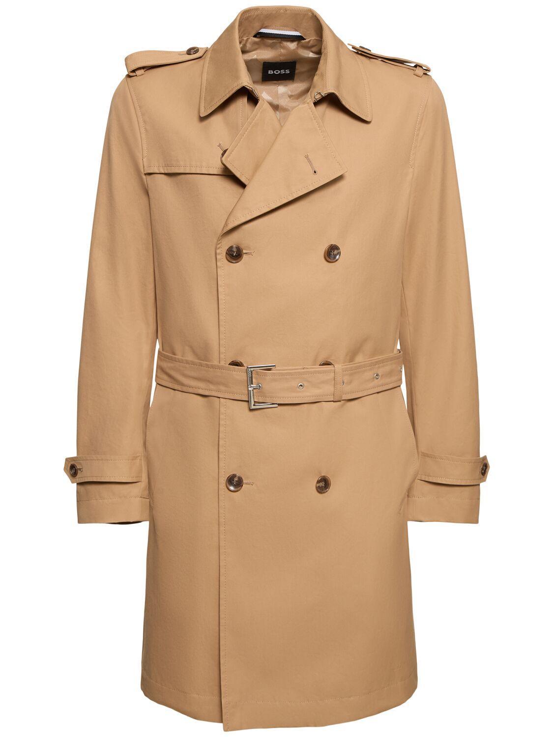 HUGO BOSS H-hyde Cotton Trench Coat In Medium Beige Product Image