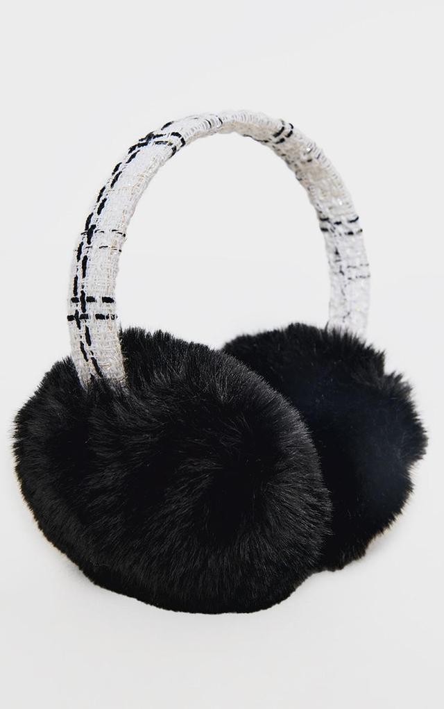 Black Boucle Faux Fur Ear Muffs Product Image