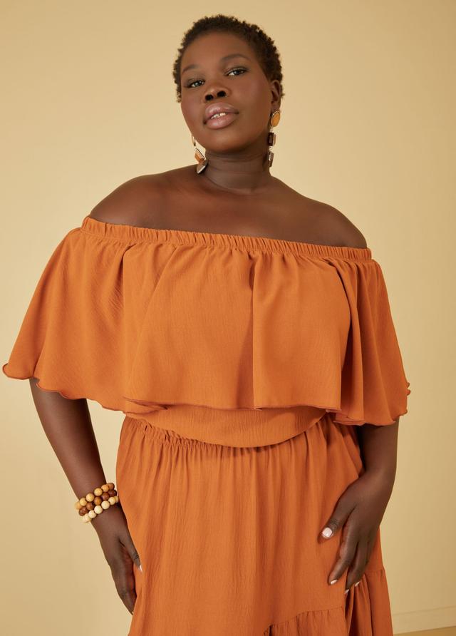 Plus Size Flounced Off The Shoulder Blouse Ashley Stewart Product Image