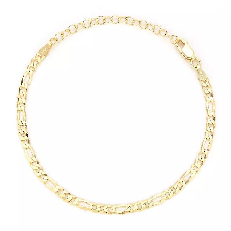 Sunkissed Sterling 14k Gold Over Silver Figaro Bracelet, Womens Gold Tone Product Image