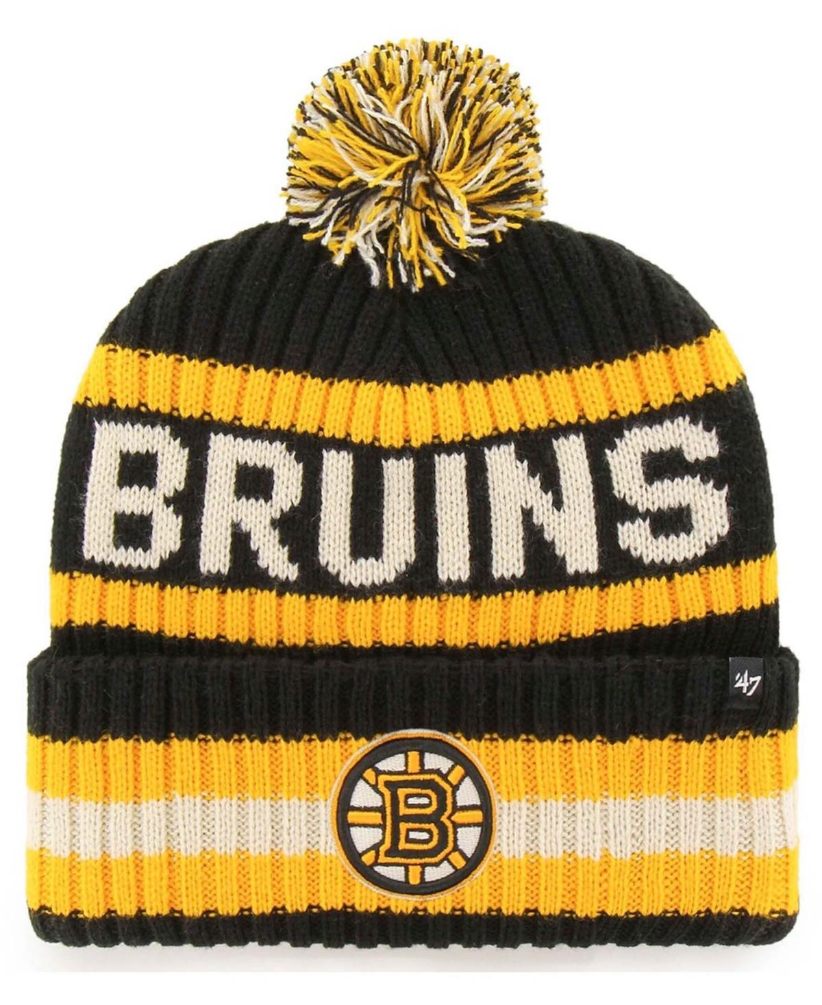 Mens Black Boston Bruins Bering Cuffed Knit Hat with Pom Product Image