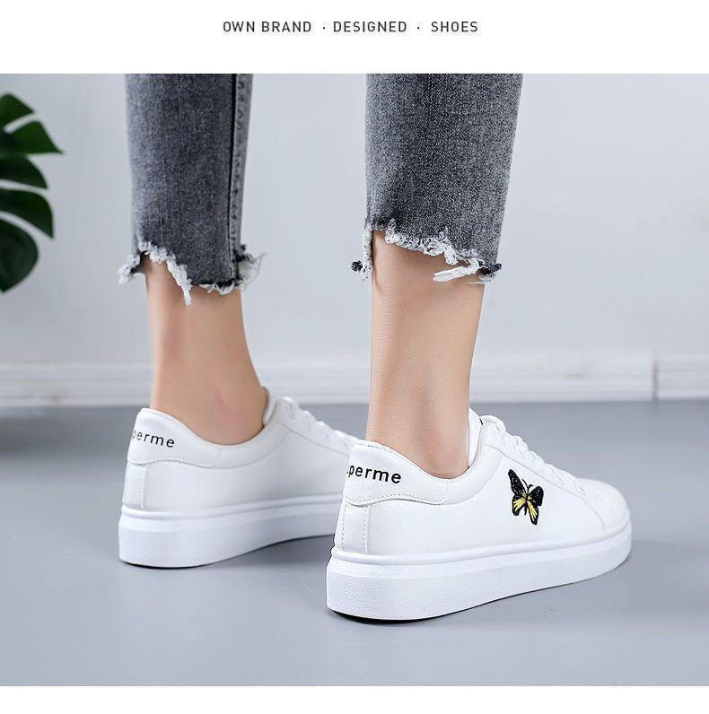 Butterfly Embroidered Lace-Up Sneakers Product Image