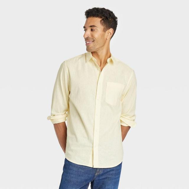 Mens Long Sleeve Collared Button-Down Shirt - Goodfellow & Co Yellow XL Product Image