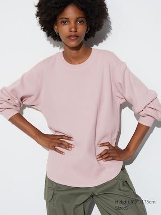 Womens Waffle T-Shirt Long-Sleeve Pink XS UNIQLO US Product Image