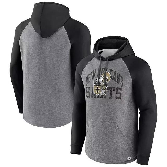 Mens Fanatics Branded Heather Gray New Orleans Saints Favorite Arch Raglan Pullover Hoodie Product Image