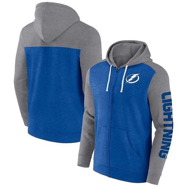 Mens Fanatics Branded Heather Blue Tampa Bay Lightning Down and Distance Full-Zip Hoodie Product Image