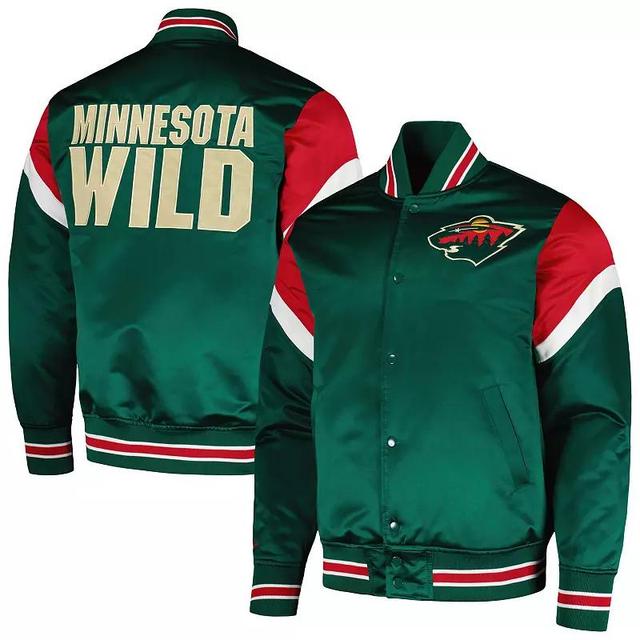 Mens Mitchell & Ness Green Minnesota Wild Midweight Satin Full-Snap Jacket Product Image