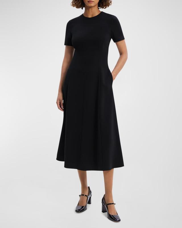 Admiral Crepe Flared Short-Sleeve Midi Dress Product Image