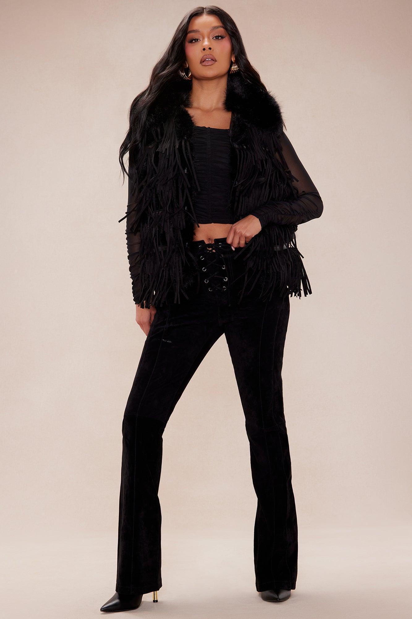 Verona Fringe Vest - Black Product Image