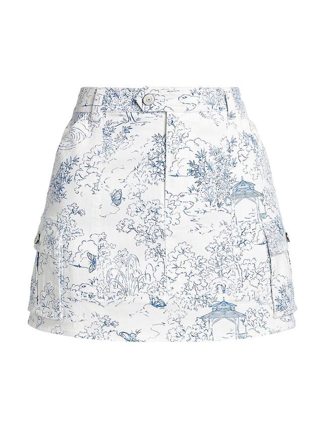 Womens Garden Toile Stretch Cotton Cargo Skirt Product Image