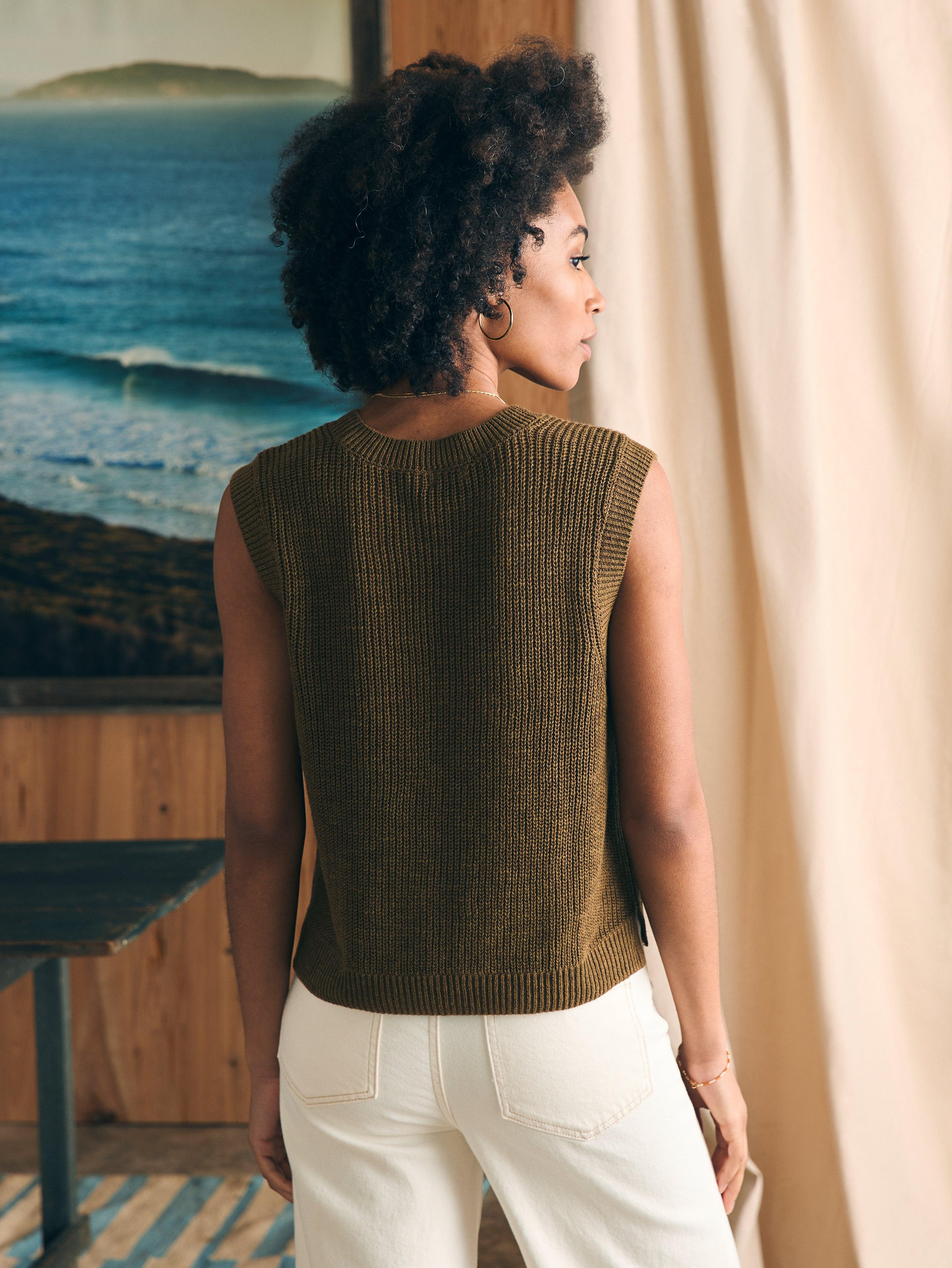 Miramar Linen Muscle Tank - Military Olive Female Product Image