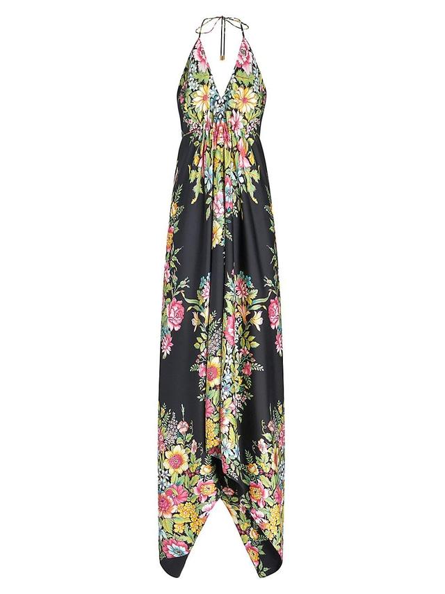 Womens Floral Silk Beach Dress Product Image