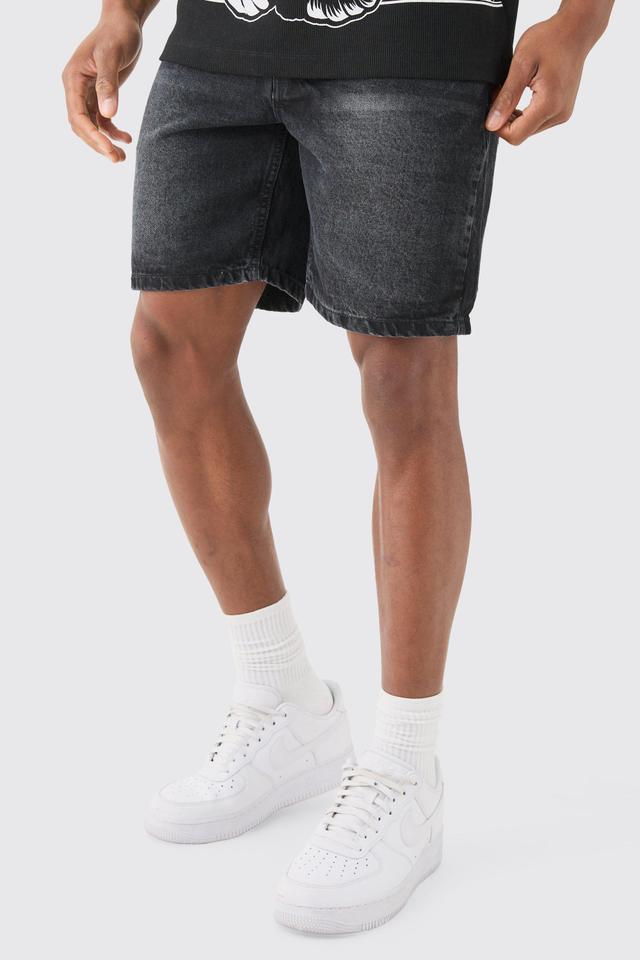 Mens Grey Slim Rigid Denim Shorts In Charcoal, Grey Product Image