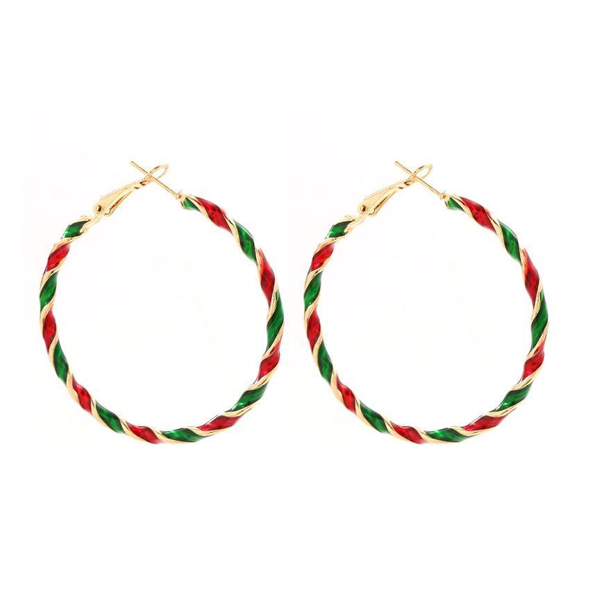 Christmas Candy Cane Twist Hoop Earring Product Image