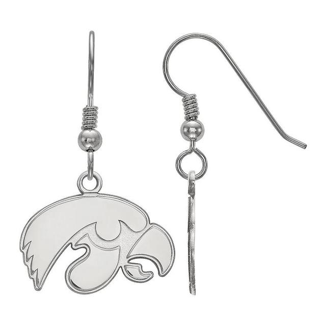 Womens Sterling Silver Rhodium Plated Iowa Hawkeyes Dangle Earrings Product Image