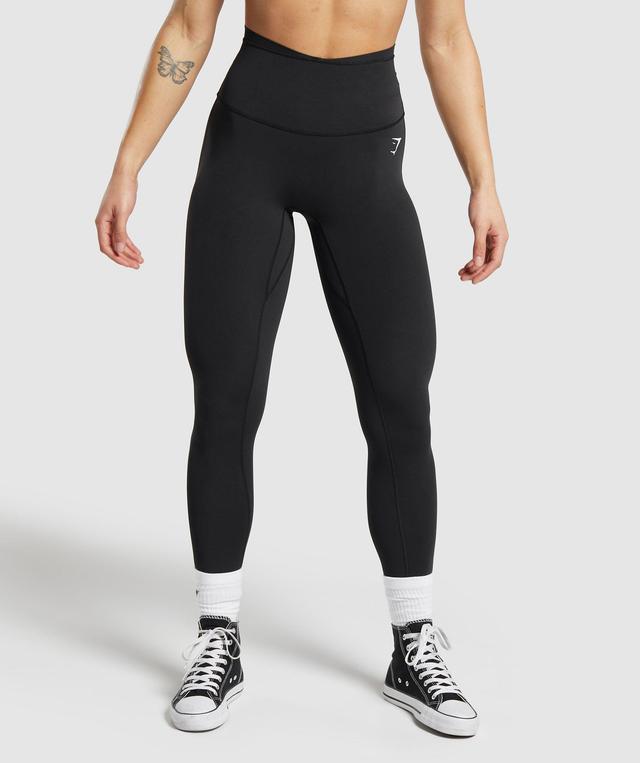 Gymshark Mesh Waistband Leggings - Black Female Product Image