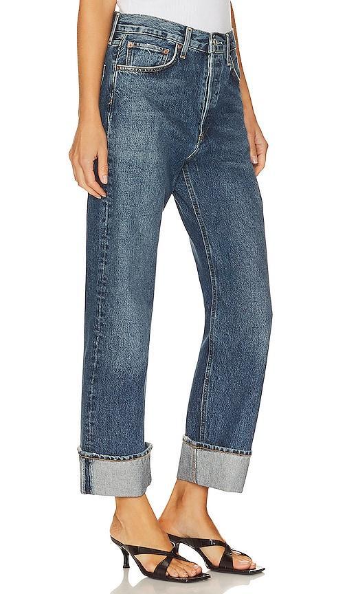 AGOLDE Fran Low Slung Easy Straight in Denim-Dark. Size 28, 30, 32, 33. Product Image