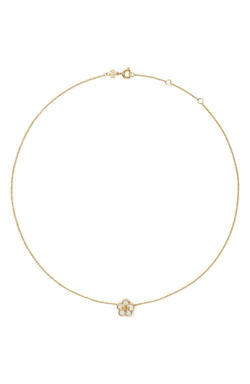 Tory Burch Kira Mother-of-Pearl Flower Pendant Necklace Product Image