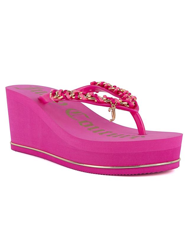 Juicy Couture Womens Ullie Chain Detail Thong Platform Wedge Sandals Product Image