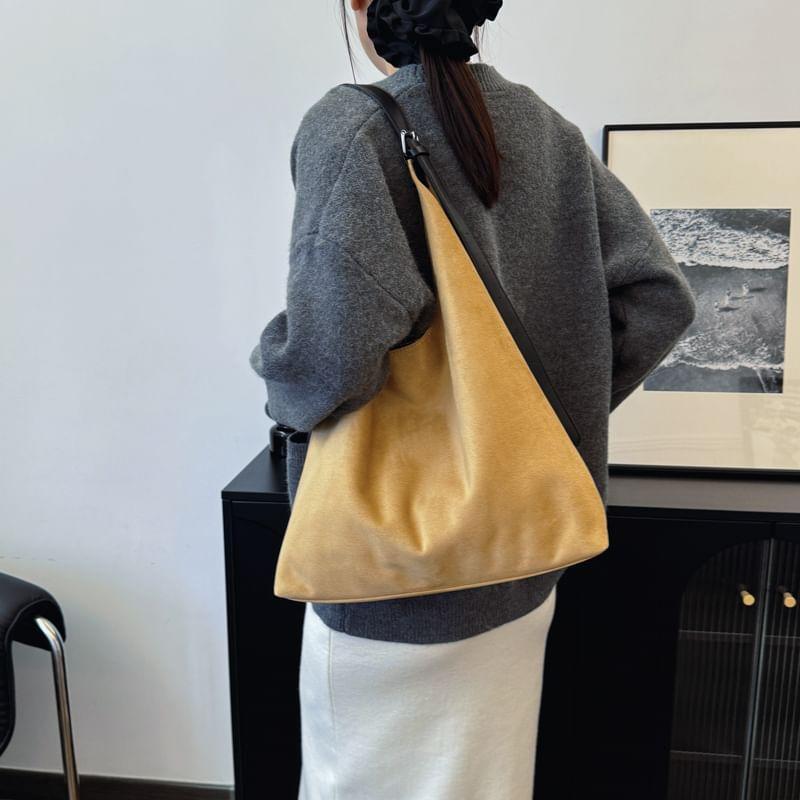 Set: Faux Suede Tote Bag With Pouch Product Image