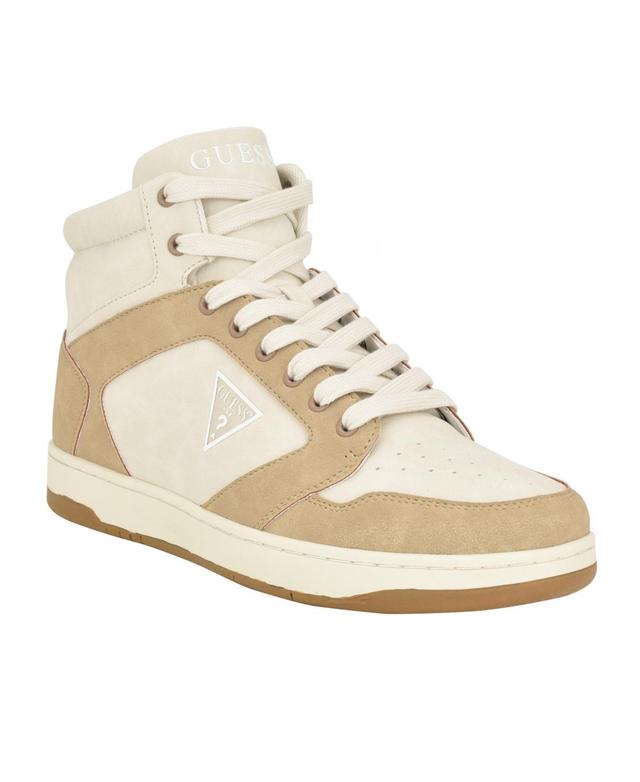 Guess Mens Tubulo High Top Lace Up Fashion Sneakers - Light Brown Product Image