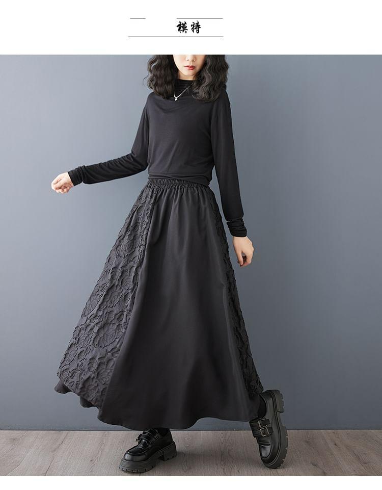 High Rise Floral Asymmetrical Maxi A-Line Skirt Product Image