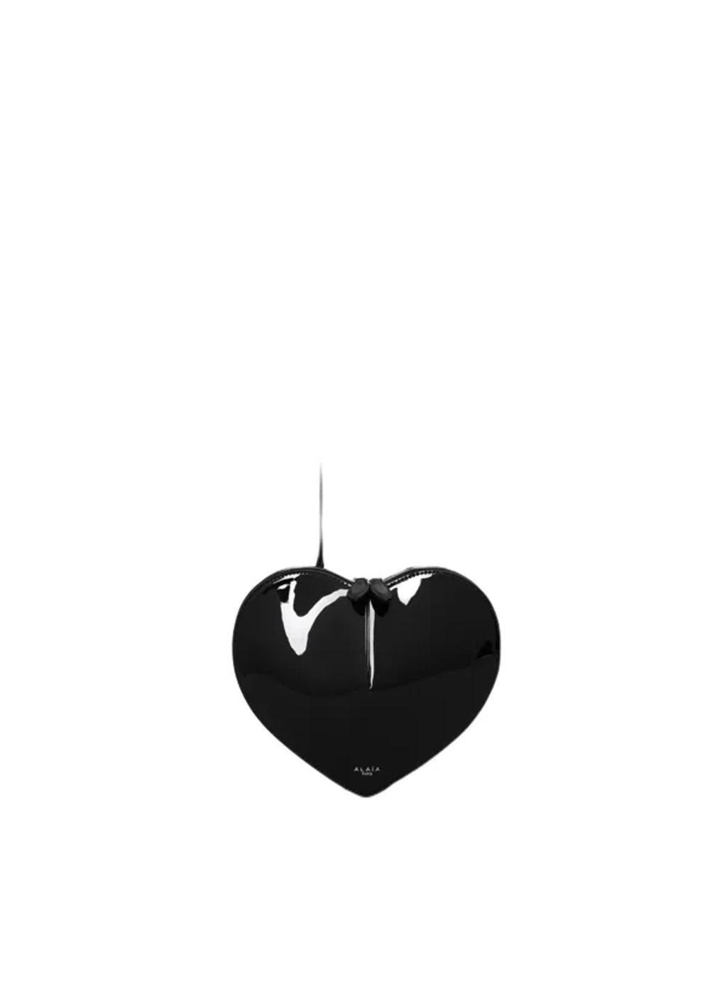 Elegant Black Leather Heart Mini-handbag Product Image