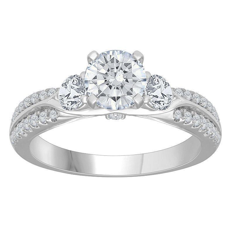 Diamond Medley 14k White Gold 1 5/8 Carat T.W. Lab-Grown Diamond Engagement Ring, Womens 14k Whgold Product Image