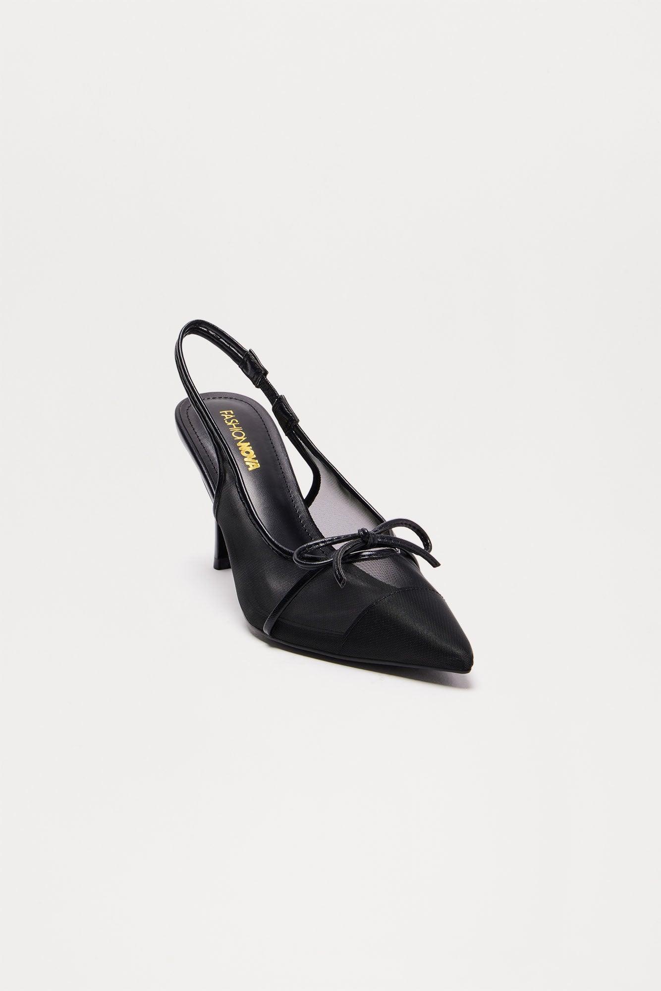 Vale Bow Slingback Pumps - Black Product Image