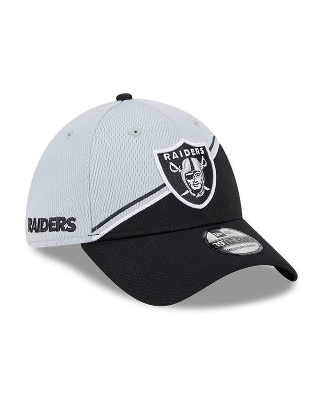 Mens New Era Gray/Black Las Vegas Raiders 2023 Sideline 39THIRTY Flex Hat Product Image