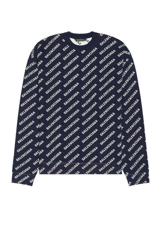 Balenciaga All Over Sweater in Navy & White - Black. Size L (also in ). Product Image