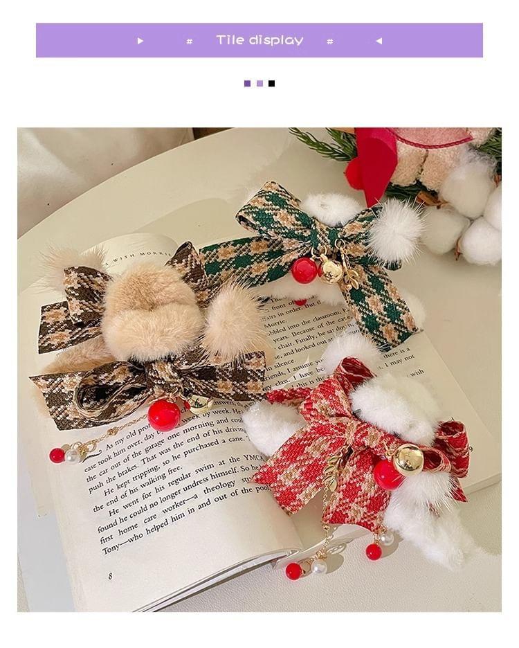 Houndstooth Bow Chenille Hair Claw Clip (Various Designs) Product Image