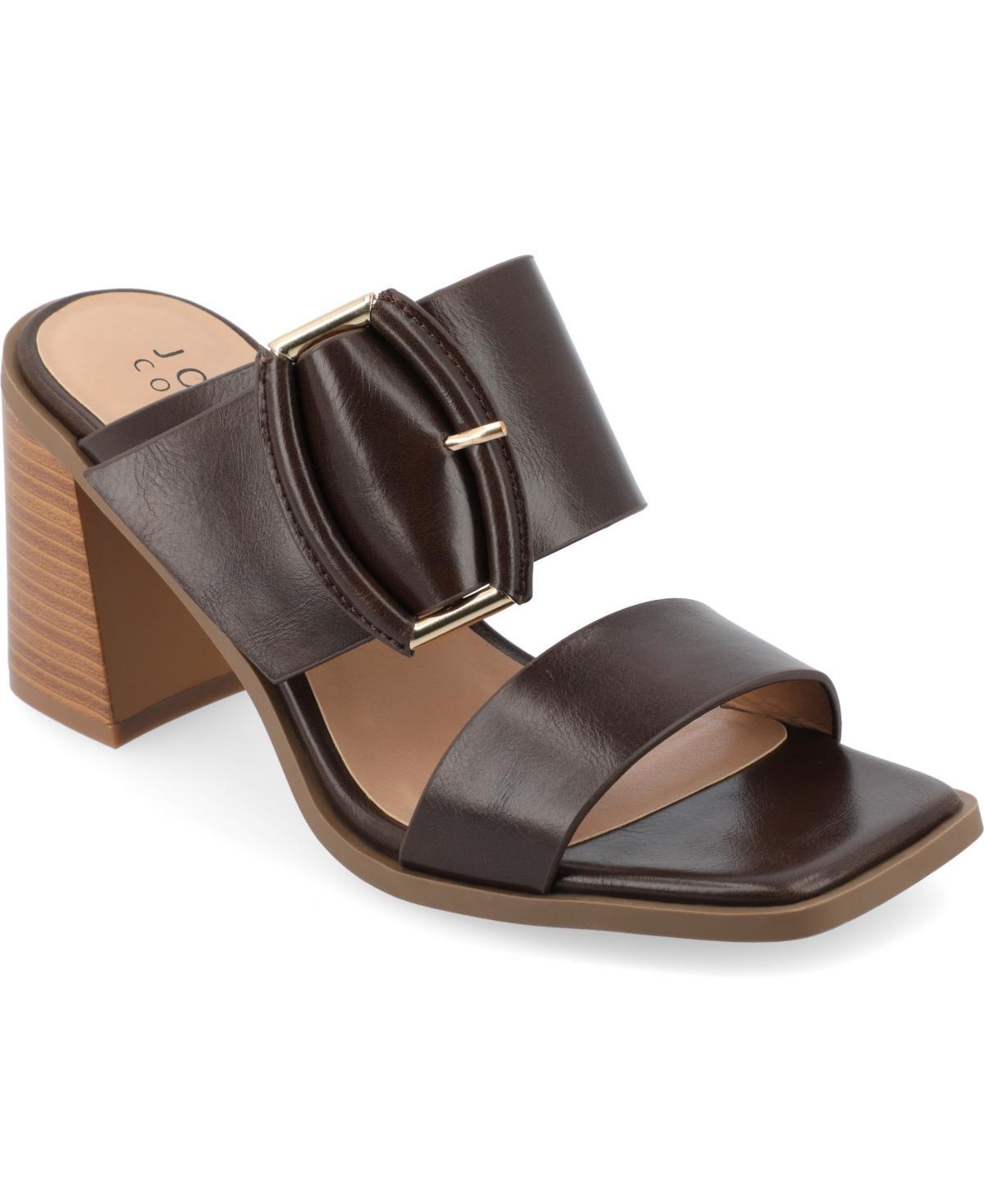 Journee Collection Womens Junie Double Strap Buckle Block Heel Sandals product image