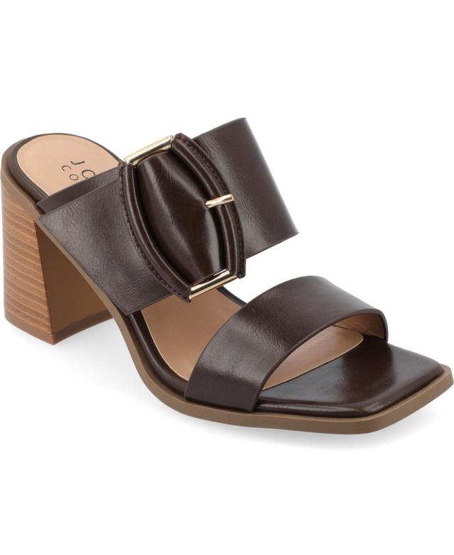 Journee Collection Womens Junie Double Strap Buckle Block Heel Sandals Product Image