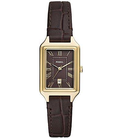 Fossil Womens Raquel Three-Hand Date Brown Croco Leather Strap Watch Product Image