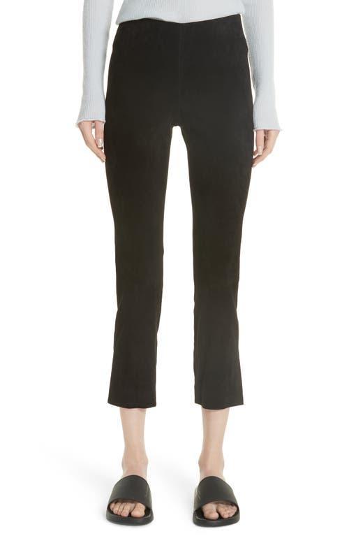 Vince Split Hem Crop Stretch Suede Pants Product Image