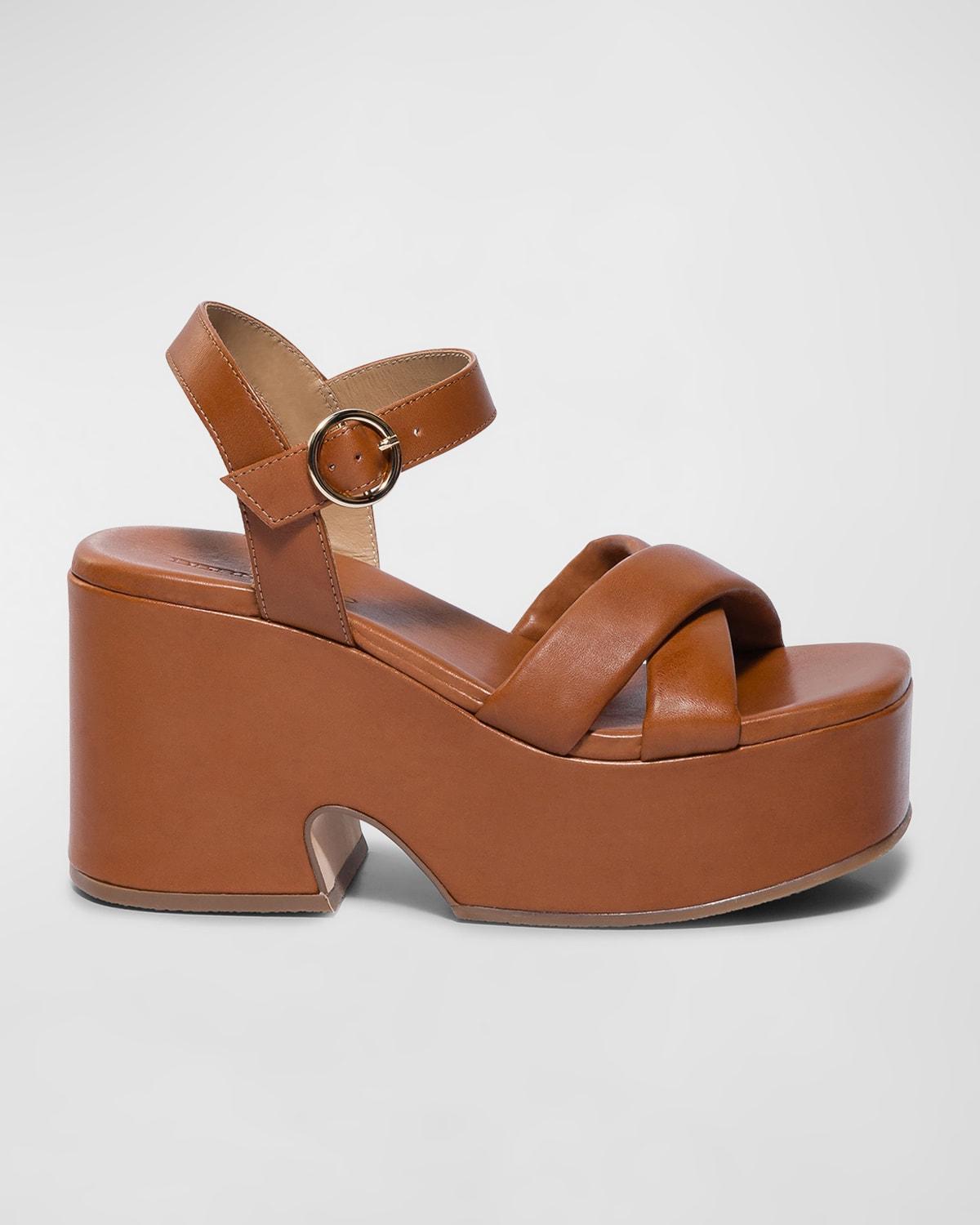 Leather Crisscross Platform Sandals Product Image