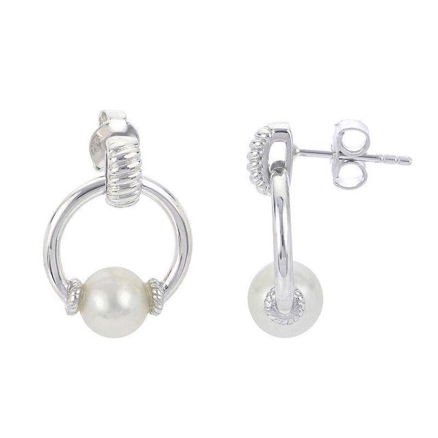 Cultured Freshwater Pearl (7mm) Doorknocker Drop Earrings in Sterling Silver Product Image