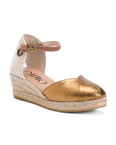 Leather Espadrille Wedge Sandals for Women Product Image